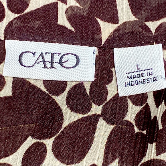 Cato Brown Printed Dressy Blouse size L - Picture 5 of 7